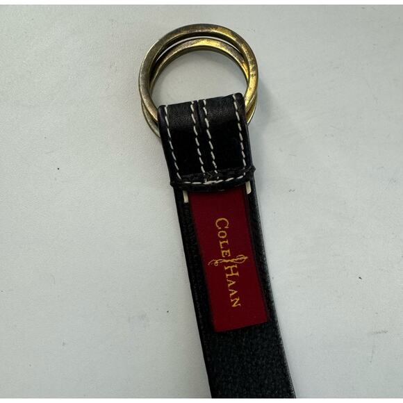 Vintage Cole Haan Women’s Black Brass Leather Belt, Size 34-38 - Picture 3 of 4